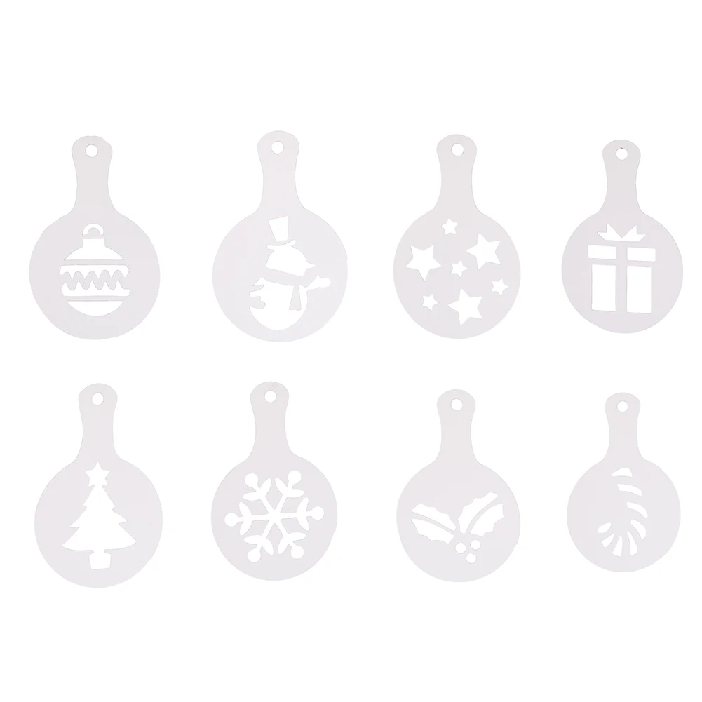 

8PCS Coffee Latte Cappuccino Barista Art Stencils Cake Duster Templates Baking Cooking Coffee Tools Mould Kitchen Accessories