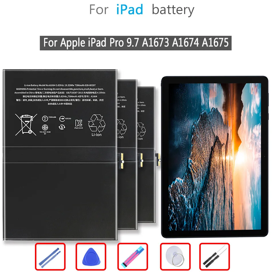 

Аккумулятор pro97 7306 мАч для Apple iPad Pro 9,7 Pro97 A1673 A1674 A1675
