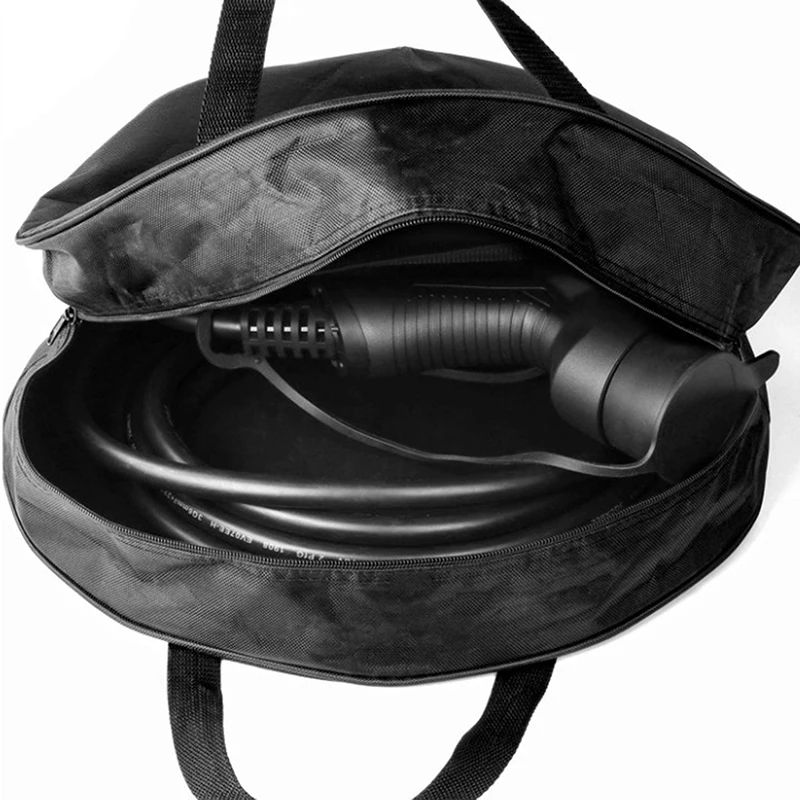 

16-дюймовая сумка для хранения кабеля с ручкой для переноски, черная круглая сумка для хранения водяного шланга с двойной молнией для фургонов, садового оборудования