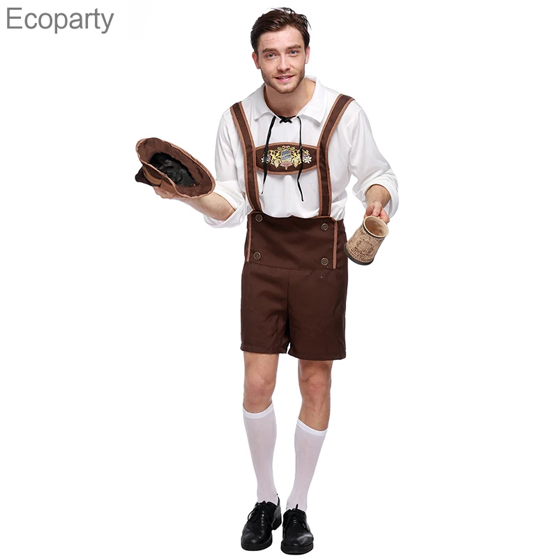 

Men's Oktoberfest Carnival Costume Halloween Costume Lederhosen Bavarian German Beer Festival Cosplay Overall Outfit Hat