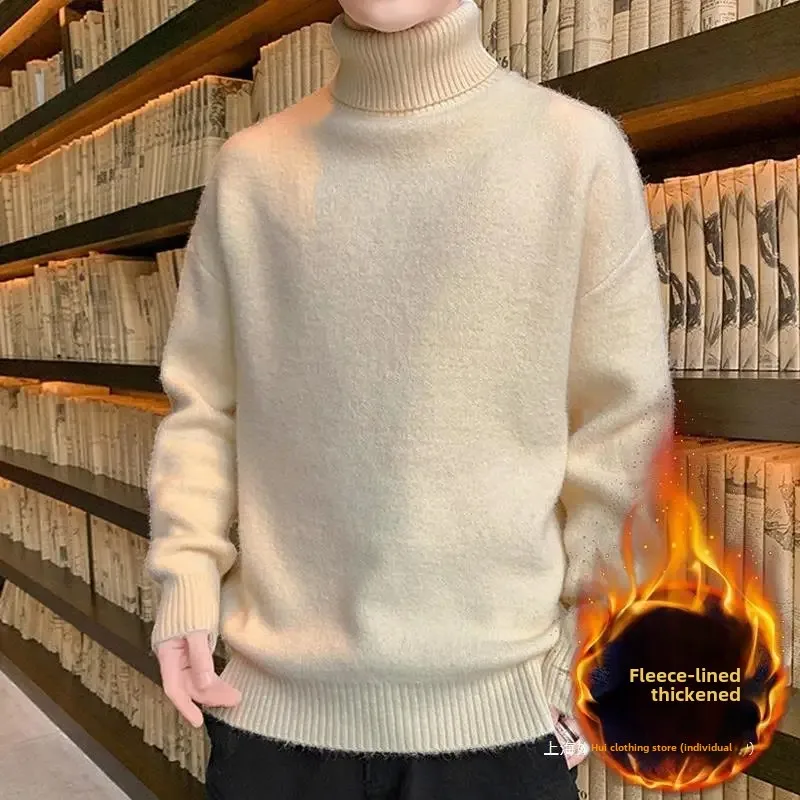 Утолщенный вязаный топ-поло на флисовой подкладке с воротником-черепаховым