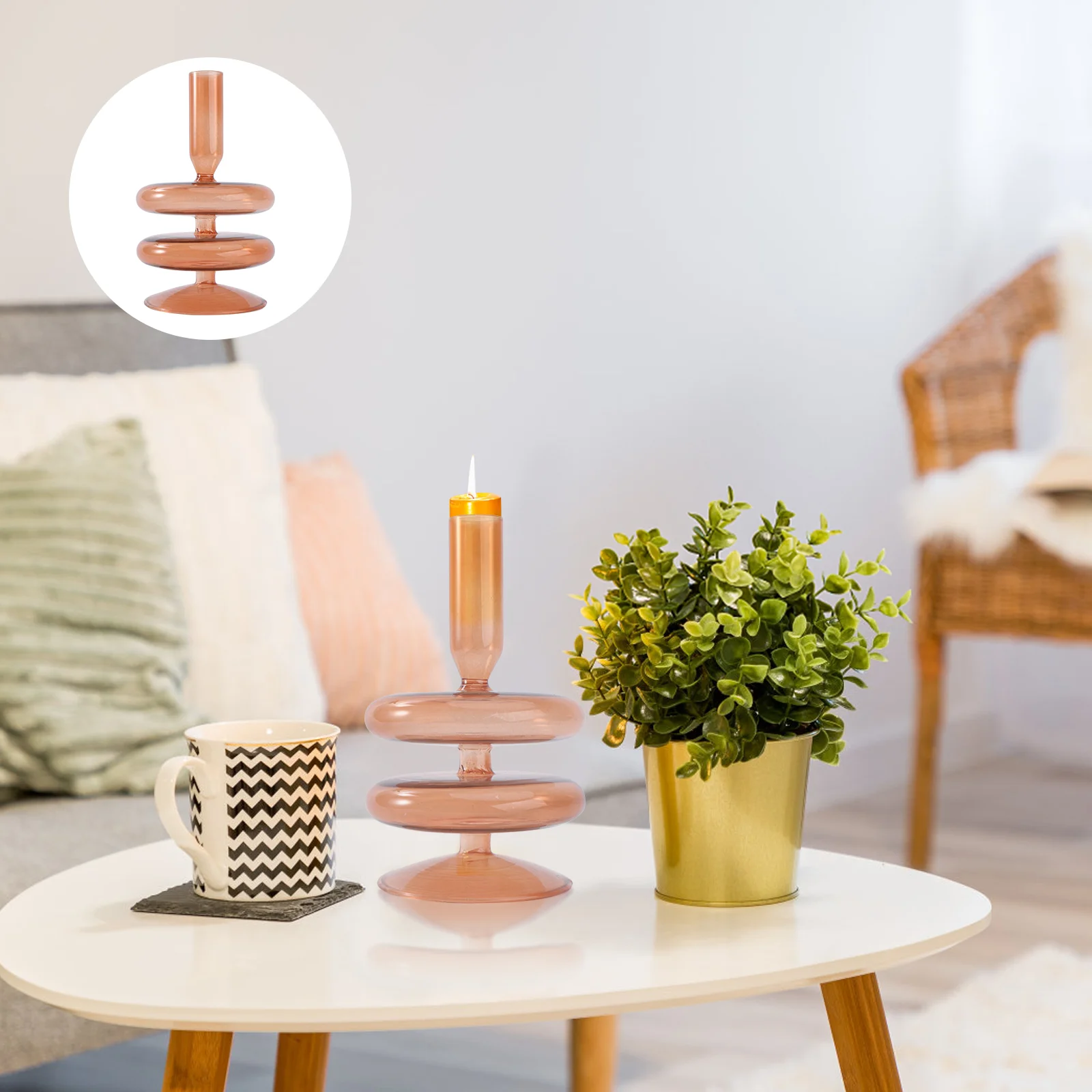 

Glass Holder Stick Ornament Fashion Candleholder Multi-purpose Decorative