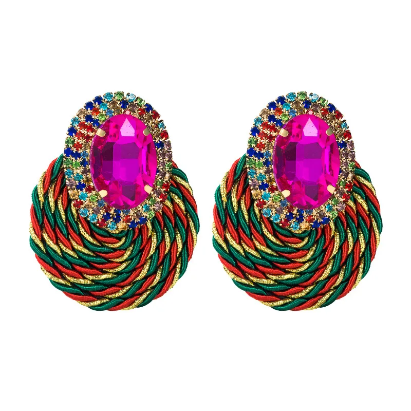 New Design Colorful Crystal Handmade Round Earrings High-Quality Statement Fashion Rhinestone Jewelry Accessories For Women