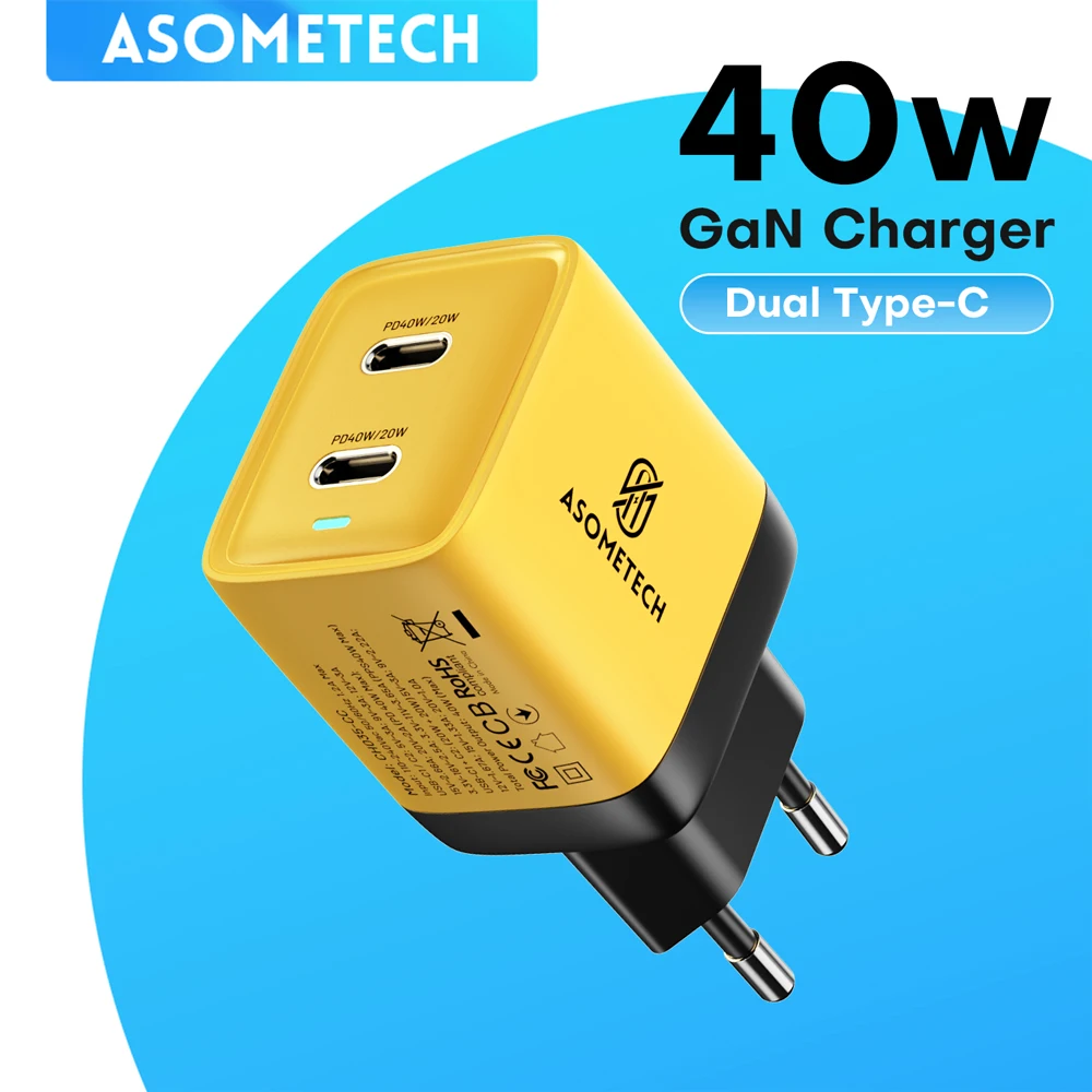 

40W USB Type C GaN Fast Charger PD USB C Portable Travel Quick Charging for IPhone 14 13 12 Pro Max Ipad MacBook Samsung Xiaomi