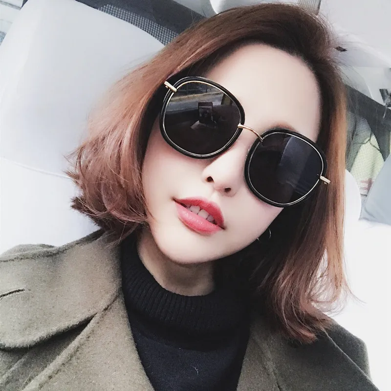 High Quality Sunglasses Women Brand Designer Retro Big Frame Metal Sunglass Female Drive Luxury Eyewear Black Sun Glasses | Аксессуары