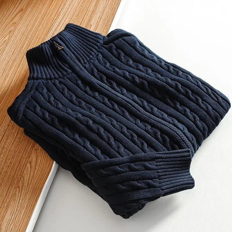 Мужской винтажный свитер на молнии повседневный облегающий короткий с витой