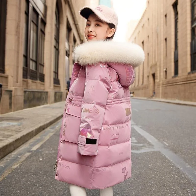 New Winter Down cotton Jacket Girls Waterproof Hooded Coat Children Outerwear Clothing Teenage 5-16Y clothes Kids Parka Snowsuit