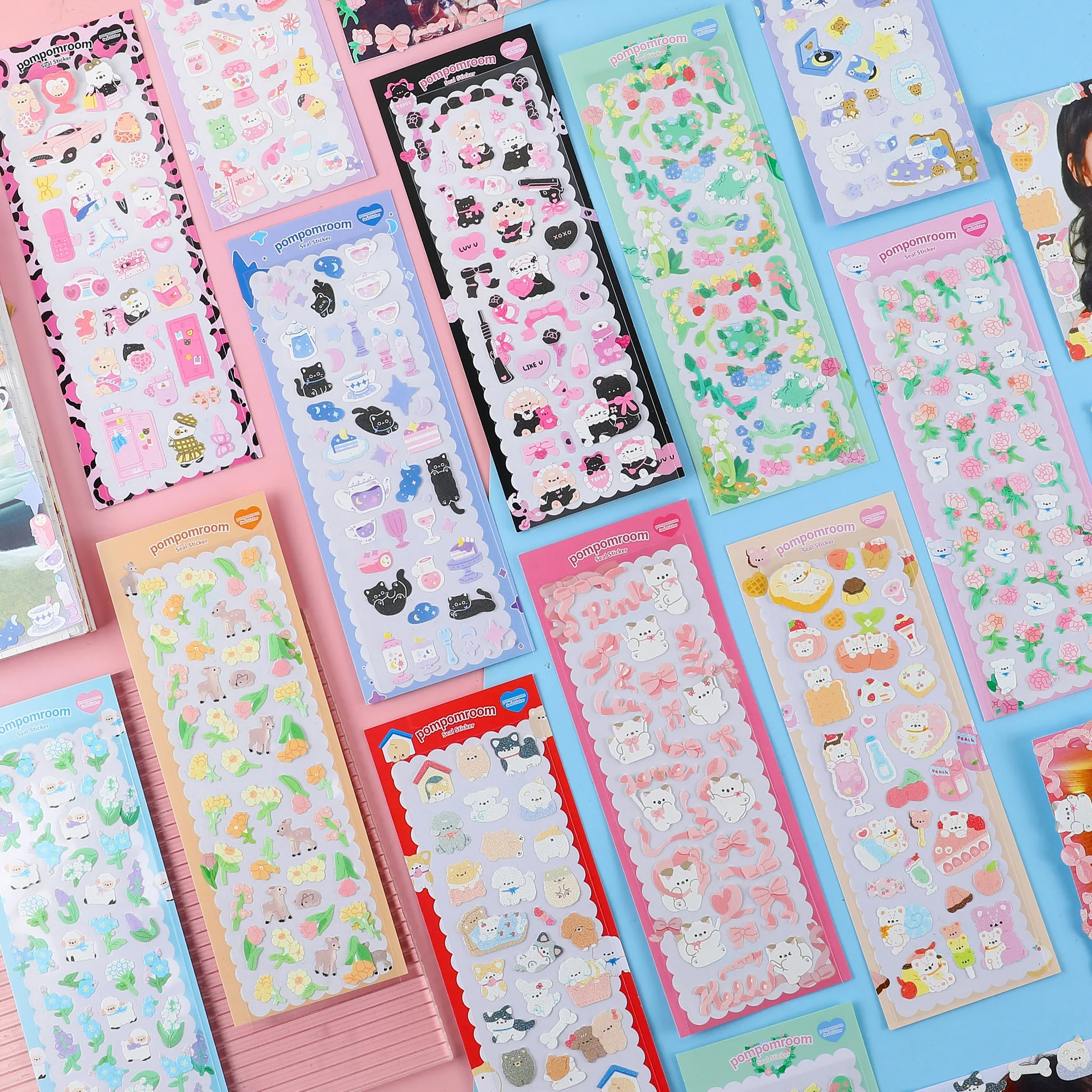 

2022 Newest Cute Circus Hand Account Stickers Cute Cartoon Waterproof Pvc Small Stickers Aesthetic Korean Kawaii Stickers