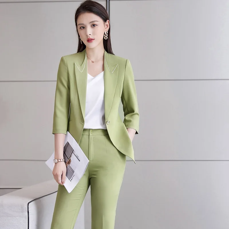 S-4XL Women's Professional Suit 2022 New Summer Fashion Temperament Female Jacket Office Work Clothes Casual Pants High Quality