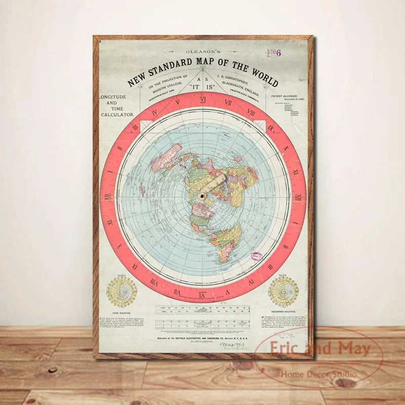 

Flat Earth Standard Map Poster And Print Wall Art Canvas Painting Pictures Hot Retro Style Wall Paintings For Bedrooms Quadro