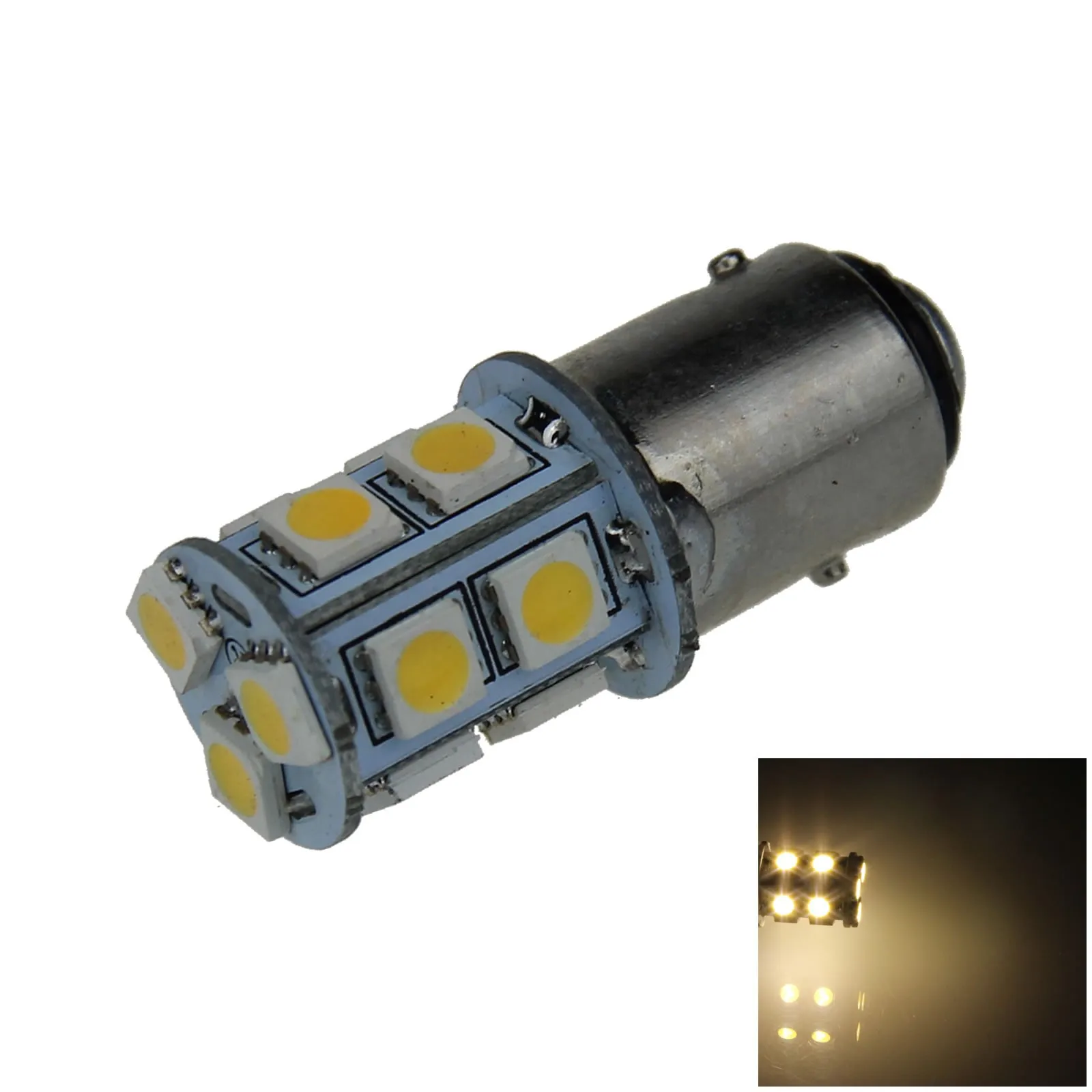 

1x Warm white RV 1157 Brake Blub Camper Lamp 13 Emitters 5050 SMD LED 2057 P21/5W E003-WN