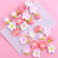 10pcs peach flowers diy resin craft decoration peach blossom cream epoxy resin filler for drop glue phone case hairpin accessory