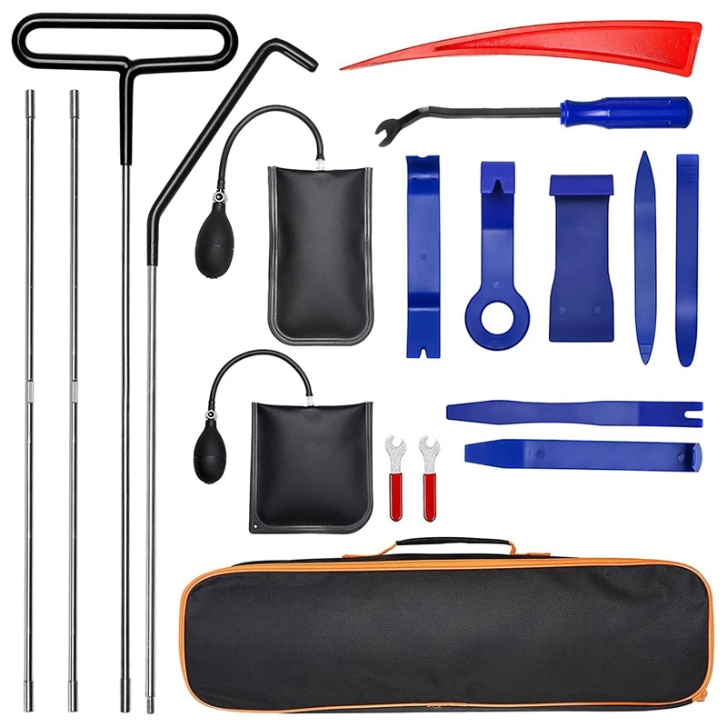 

19PCS Car Lockout Kit Easy Entry Car Long Grabber Air Wedge Pump Auto Trim Removal Tool Essential Emergency Lockout Set
