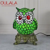 OULALA Tiffany Glass Table Lamp LED Cartoon Creative Owl Desk Light Fashion Decor For Home Children's Bedroom Bedside