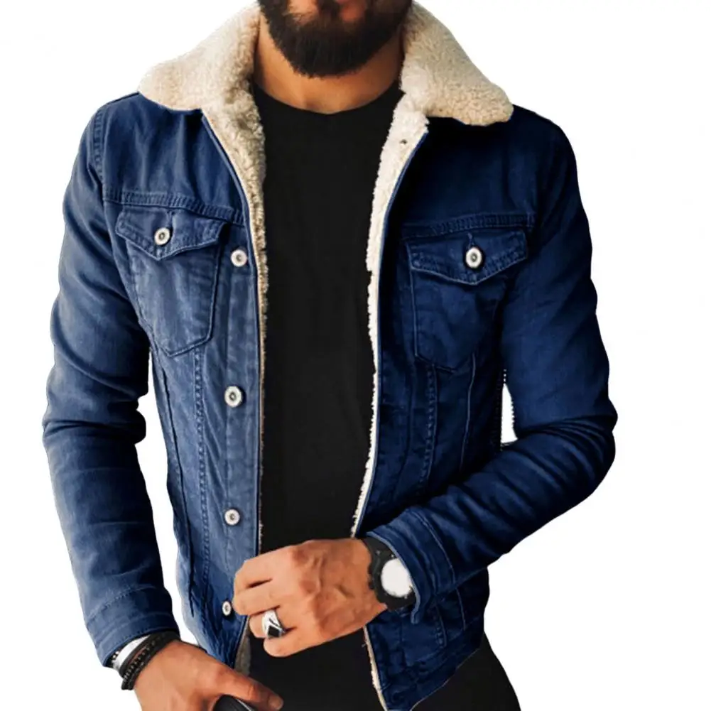 

Popular Punk Turndown Collar Coat Men Outerwear Winter Plush Lining