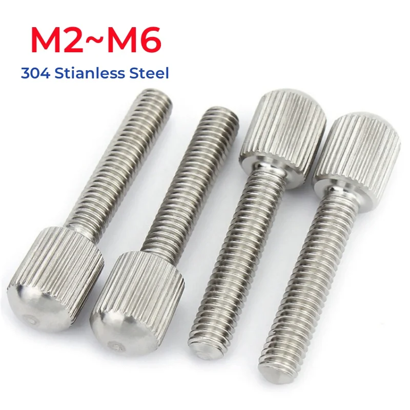 GB836 M2 M2.5 M3 M4 M5 M6 304 Винт с накатанной головкой из нержавеющей стали с накатанной головкой, затягивающиеся вручную винты для штор, болты