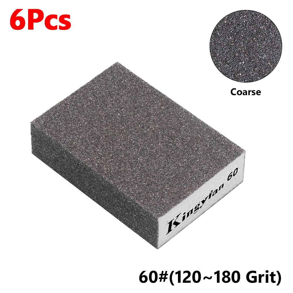 

6 шт./компл. шлифовальные губки 60-220 # Моющаяся зернистость для шлифования стен, удаления накипи по дереву и металлу, удаления ржавчины, полировки кирпича
