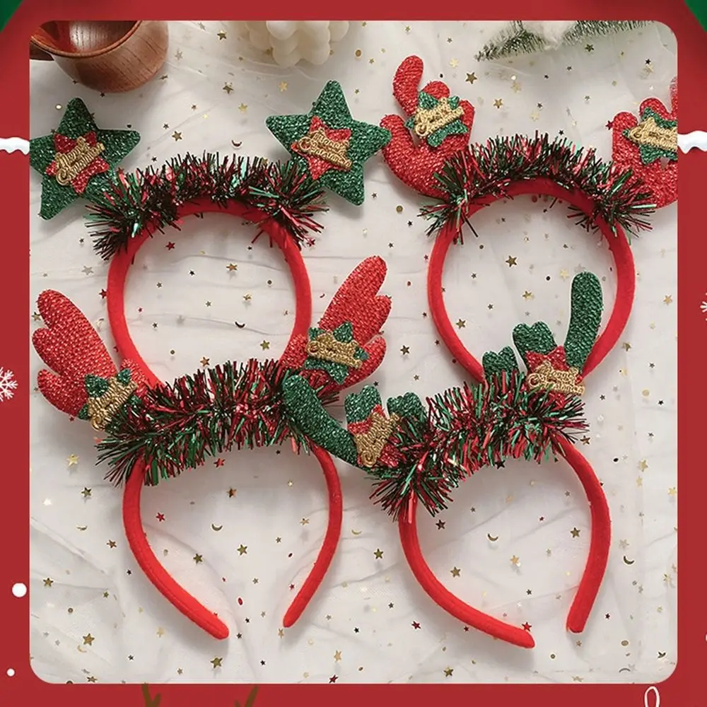 

Funny Santa Reindeer Elk Christmas Hat Party Dress Up Christmas Headband Antlers Headband Female Hair Hoop Christmas Decoration