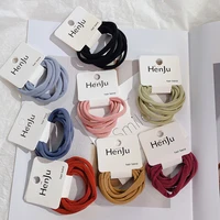 6piecesset high stretch hair string small fresh base hair band head rope leather band leather cover hair accessories