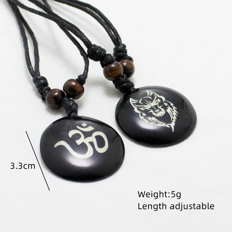 AUM OM Ohm Hindu Buddhist Hinduism Yoga India Yak Bone Carving Pendant Necklace Amulet Lucky Gift Tribal Fashion Jewelry images - 6
