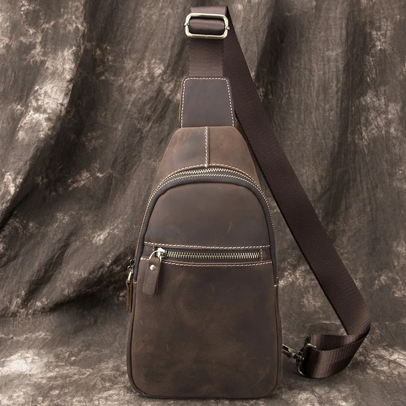 

Сумка AETOO мужская из воловьей кожи, Многослойная Сумочка-мессенджер ручной работы в стиле ретро, нагрудная клатч из кожи Крейзи Хорс