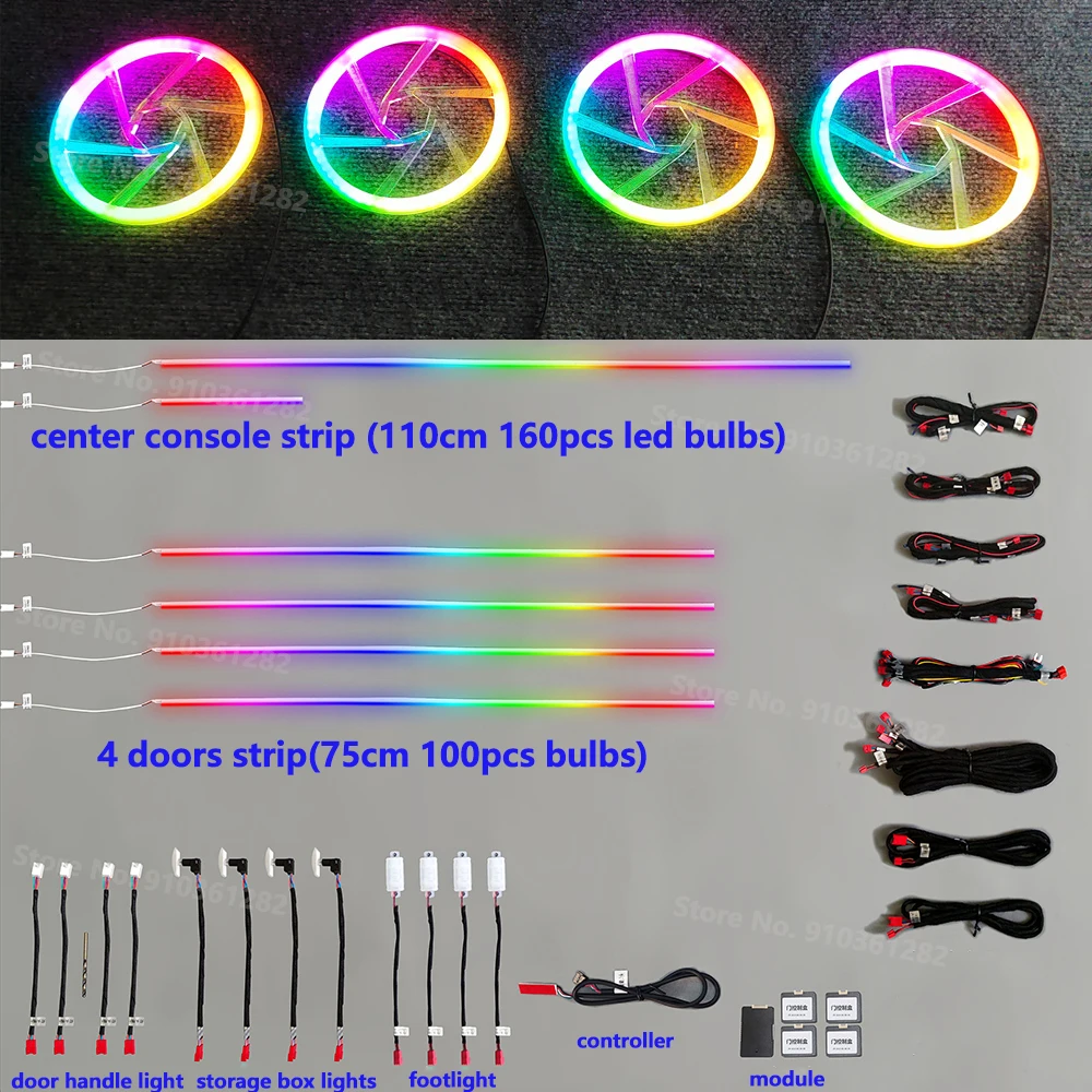 

Voice Control 18 in 1 Symphony Dual Zone Car Ambient Lights Guide Fiber RGB LED Acrylic 12V Guide Fiber Optic Universal