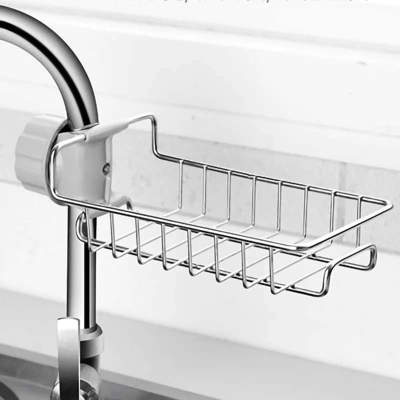 Bathroom Storage Hanging Rack Kitchen Stainless Steel Sink Organizer Faucet Sink Holder Shelf Soap Sponge Drain Basket Rack