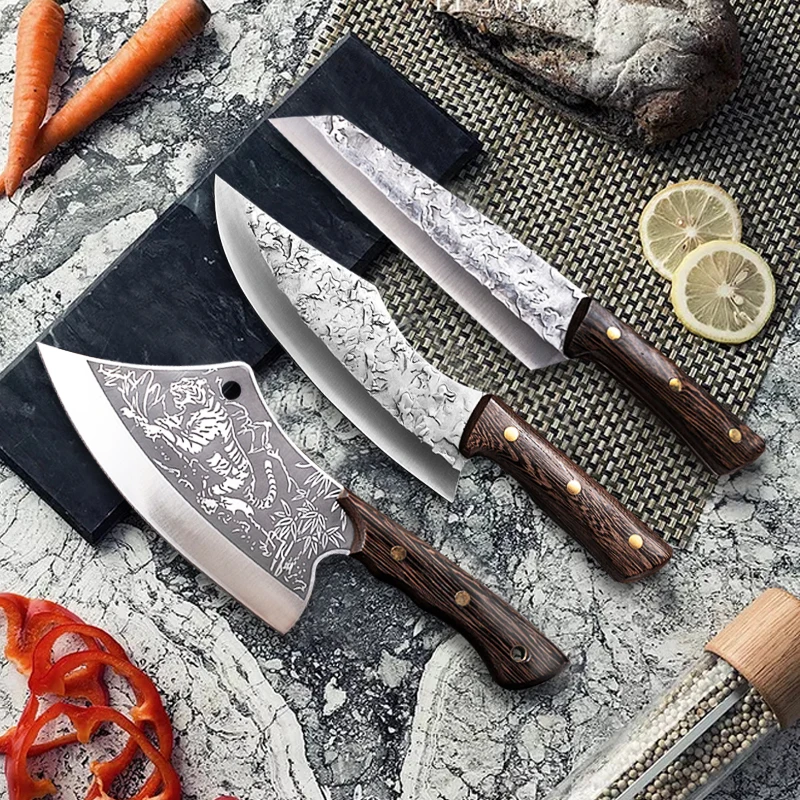 

Pro Hand Forged Kitchen Knife 5Cr15 Steel Chef's Knife Cutting Fish Meat Cleaver Knife Sharp Blade Cooking Tools