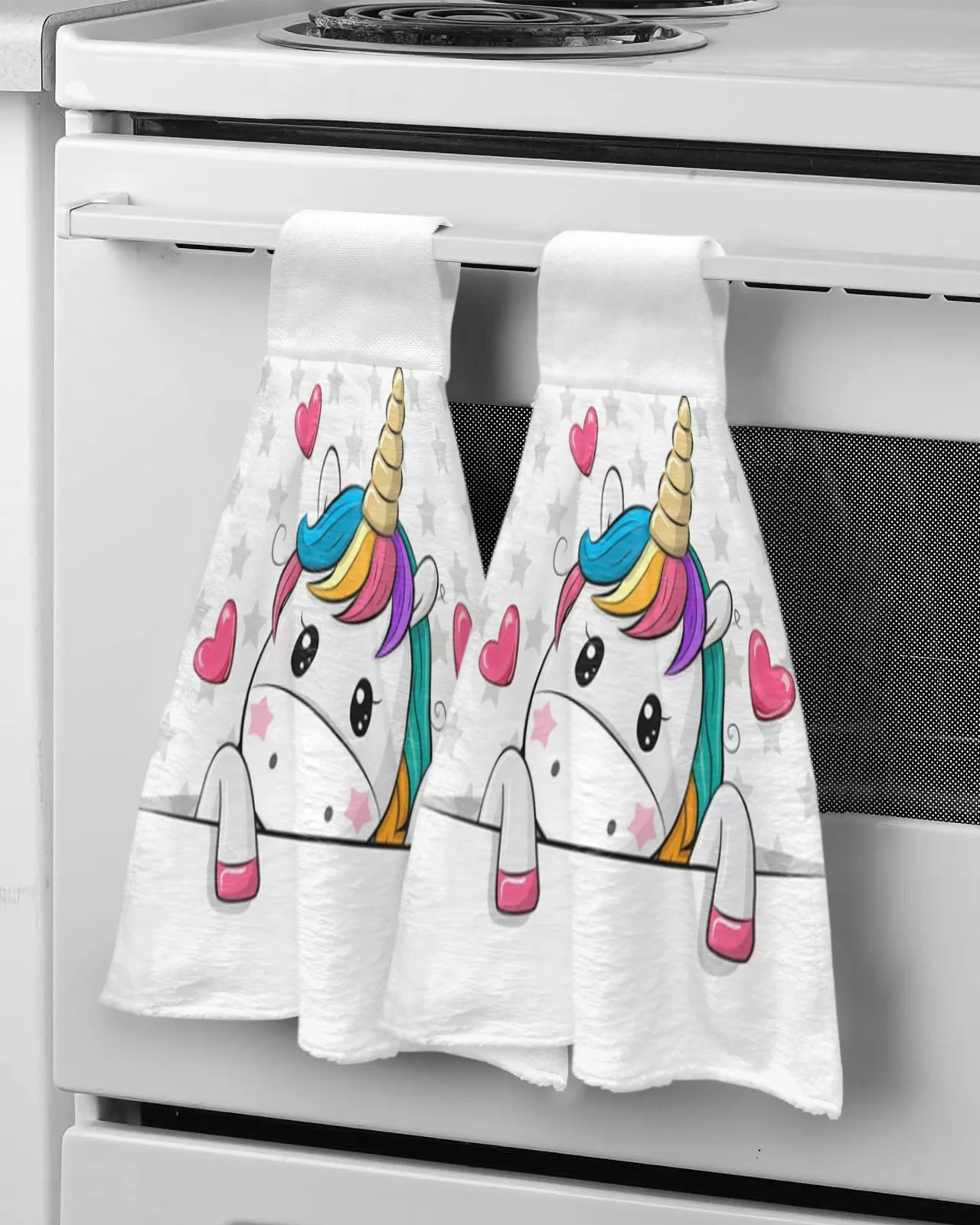 

Cute Unicorn Love Heart Hand Towel For Child Absorbent Microfiber Kitchen Towel Tableware Cleaning Towel Kitchen Tools