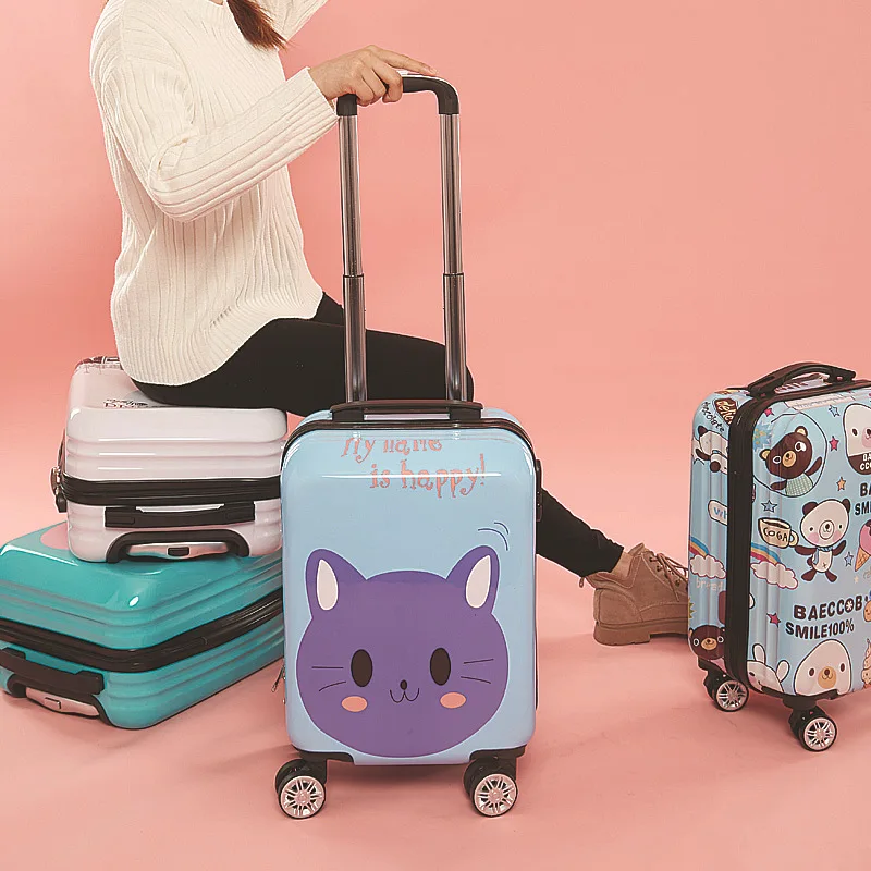 Bright Cartoon 18 Inch Trolley Case Universal Wheel Student Cute Design Suitcase