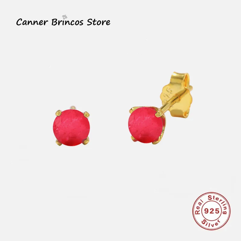 

CANNER Two Colors Women's Jewel Accessories 925 Sterling Silver Stud Ear rings For Men Gold Plated Jewelry Support Customized
