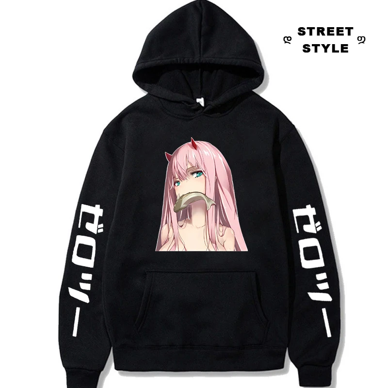 

Darling In The Franxx Anime Hoodies Kawaii Zero Two 02 Catty Print Pullover Unisex Fashion Tops Casual Autumn Winter Sweatshirt