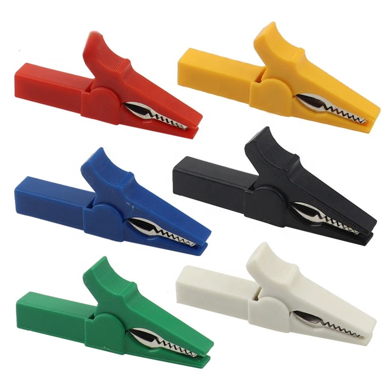 

55mm Crocodile Clamp Probe Alligator Clip Alligator DIY Clips Test Probe Black Red Color Socket Cable Insulated Electric Clips