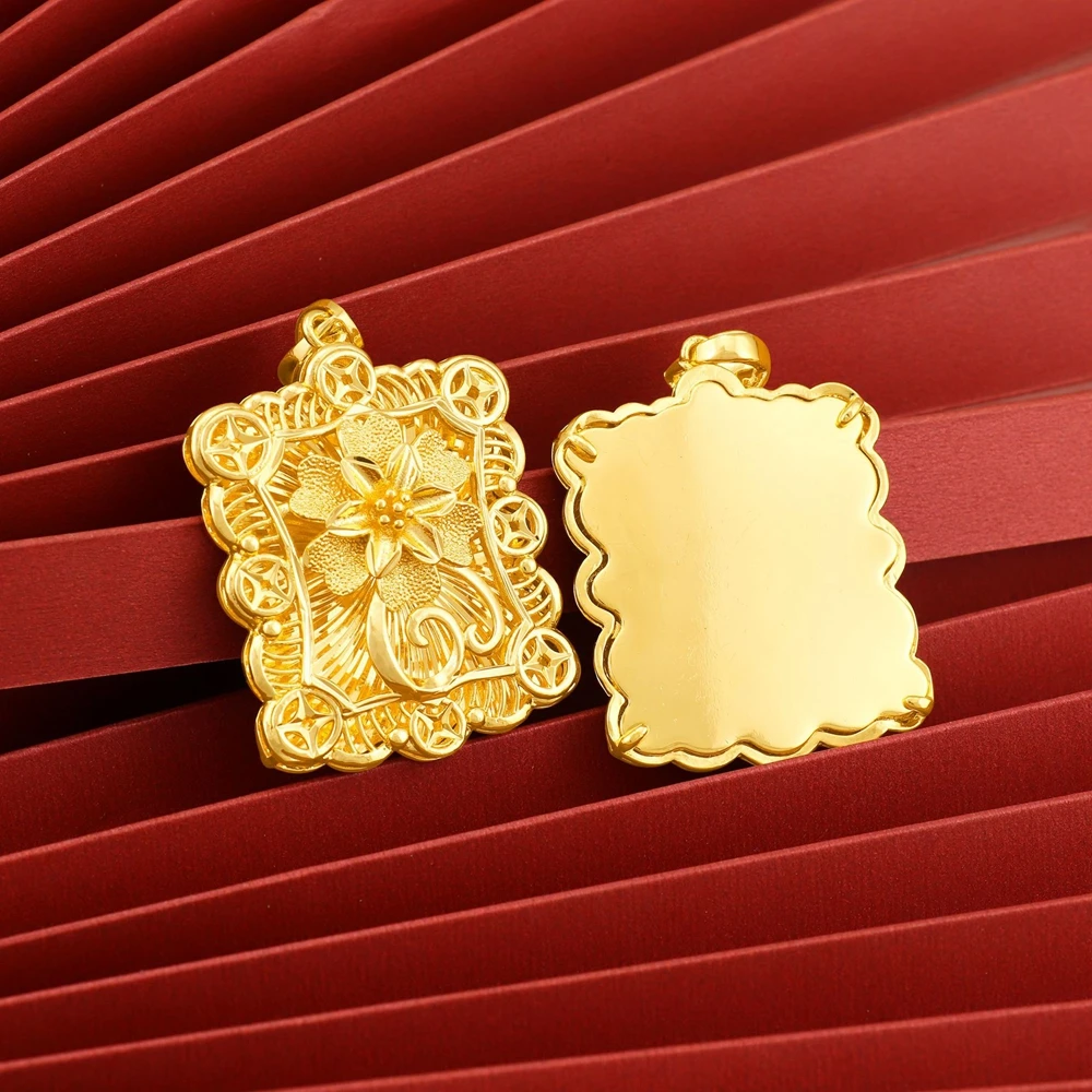 

Женская квадратная подвеска в виде цветка из настоящего 18-каратного золота, Классическая Женская крутая Подарочная бижутерия