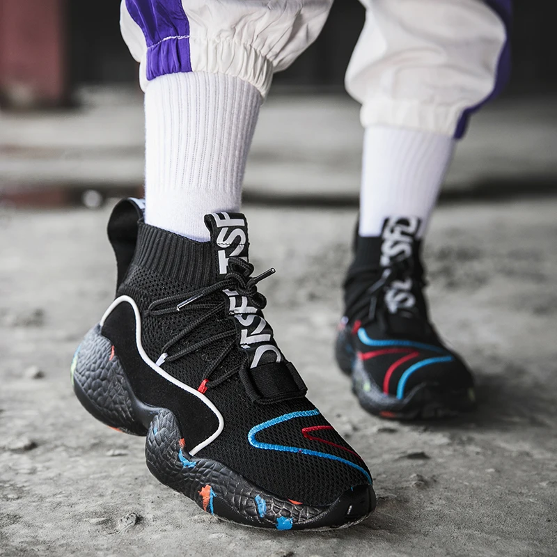 Men Running Shoes Lightweight Athletic Shoes Camo Socks Sneakers Breathable High Top Socks Boots Women Casual Footwear Plus Size