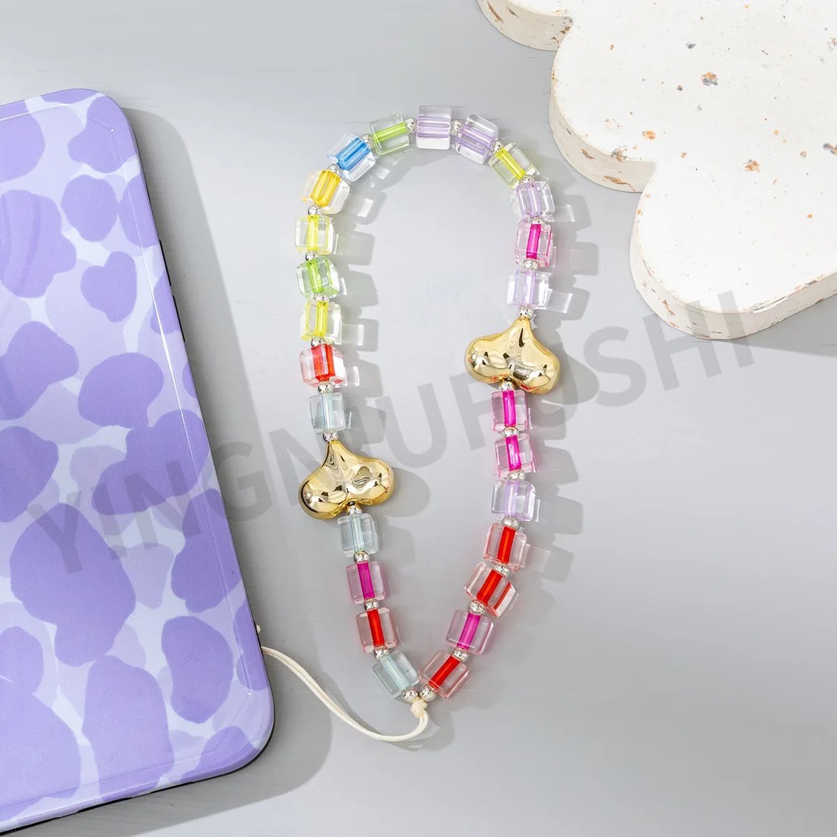 Candy Color Acrylic Short Mobile Phone Chain Ladies Fashion Mobile Phone Lanyard Women