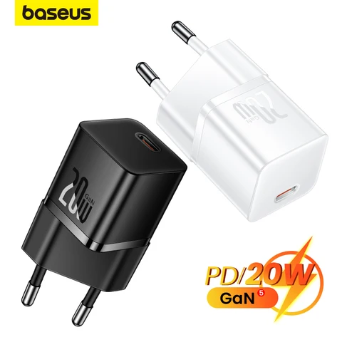 Зарядное устройство Baseus Mini GaN USB Type C, быстрое зарядное устройство QC PD 3,0 20 Вт, быстрая зарядка, адаптер для iPhone 15 14 13 12 Pro Max iPad Air
