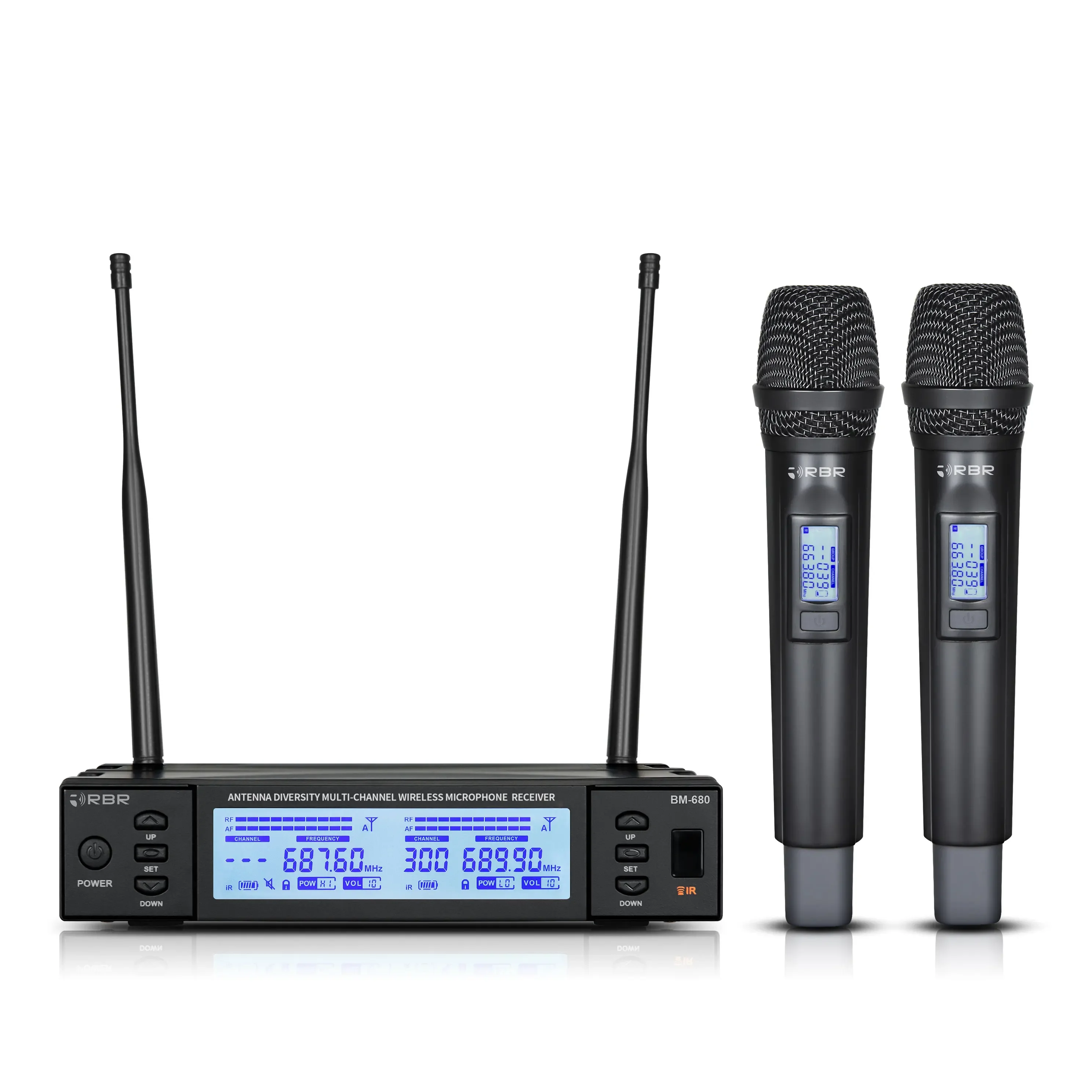Профессиональная беспроводная микрофонная система Bm680 UHF для караоке с