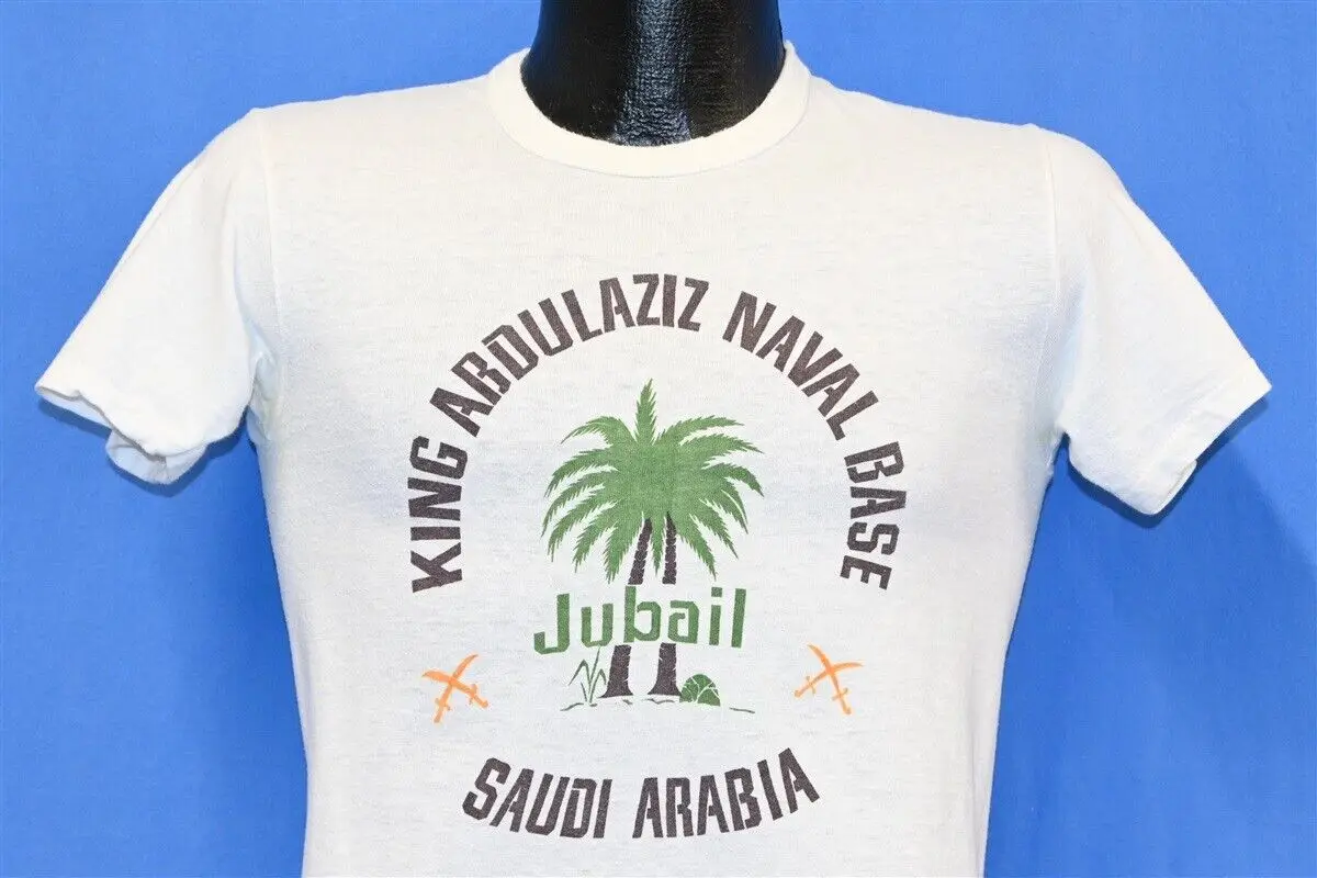 Винтажная Футболка 70-х KING ABDULAZIZ с военно-морской базой Саудовская Аравия JUBAIL