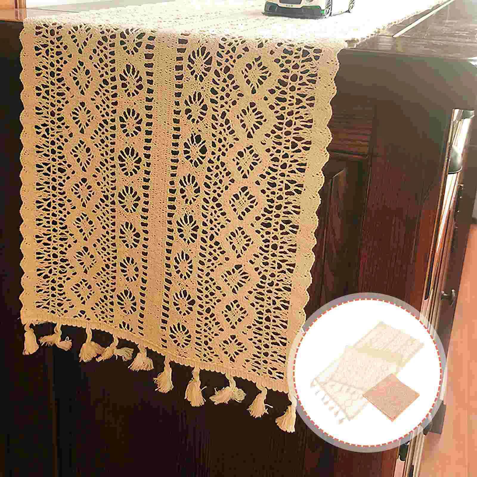 

Party Decorative Farmhouse Cotton Crochet Tablecloth Banquet Buffet Table Runner Table Runner For Dining Table