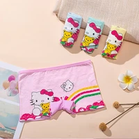 3pcs hello kitty kids girls underwear cartoon cute character pattern printed cotton soft comfortable boxer briefs baby panties