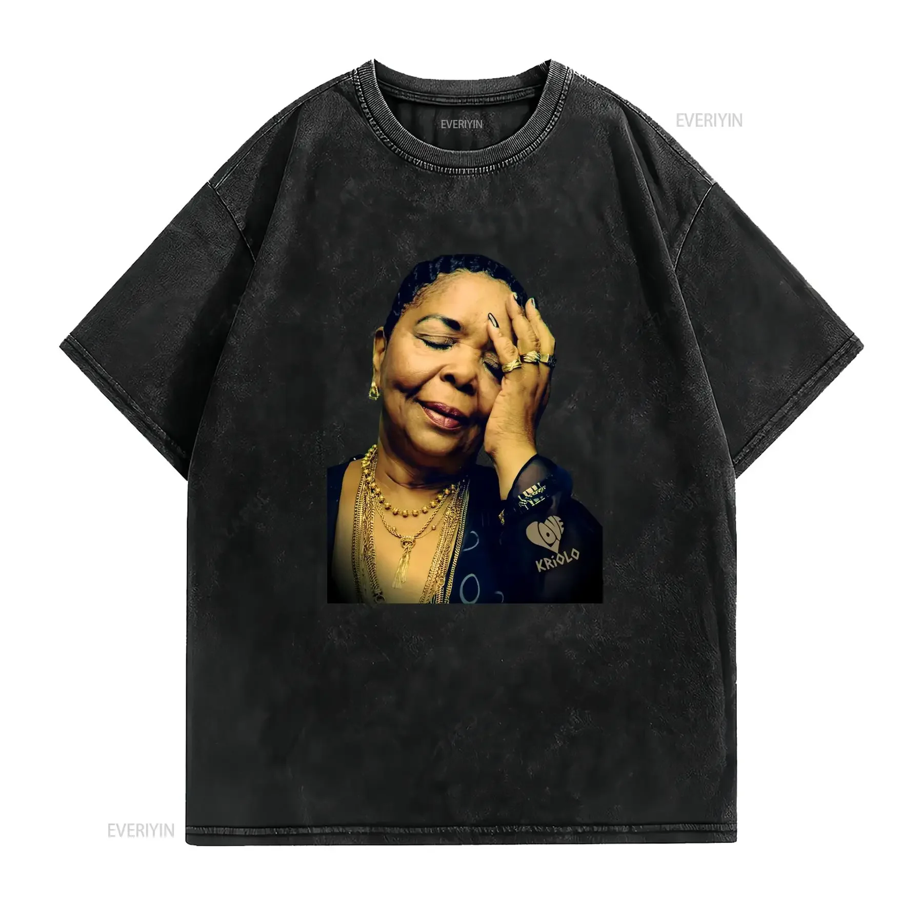 Фото Футболка Cesaria Evora Cabo Verde Ultra Cotton Love Kriolo с длинными или короткими рукавами, винтажная, дышащая, стильная, удобная. №2
