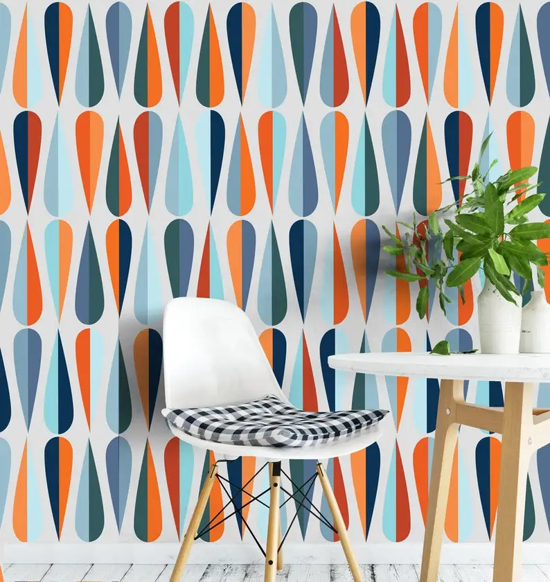 

Removable Wallpaper, Mid Century Wall Art, Mid Century, Mid Century Wallpaper, Mid Century Modern, Geometric Wallpaper, Wallpape