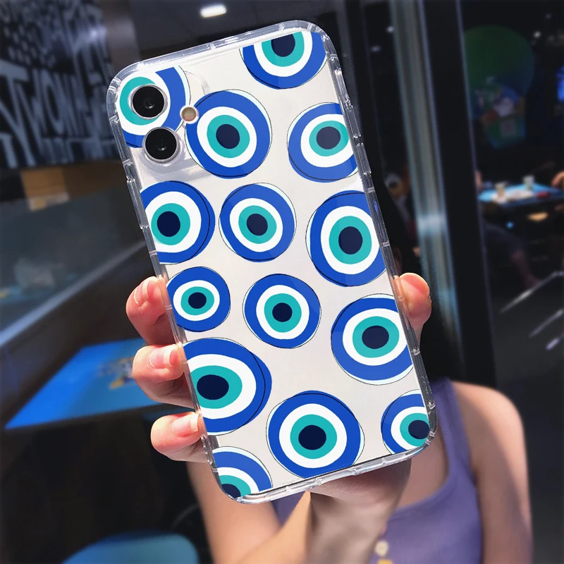 Турецкий удачный синий абстрактный чехол для телефона с изображением сглаза