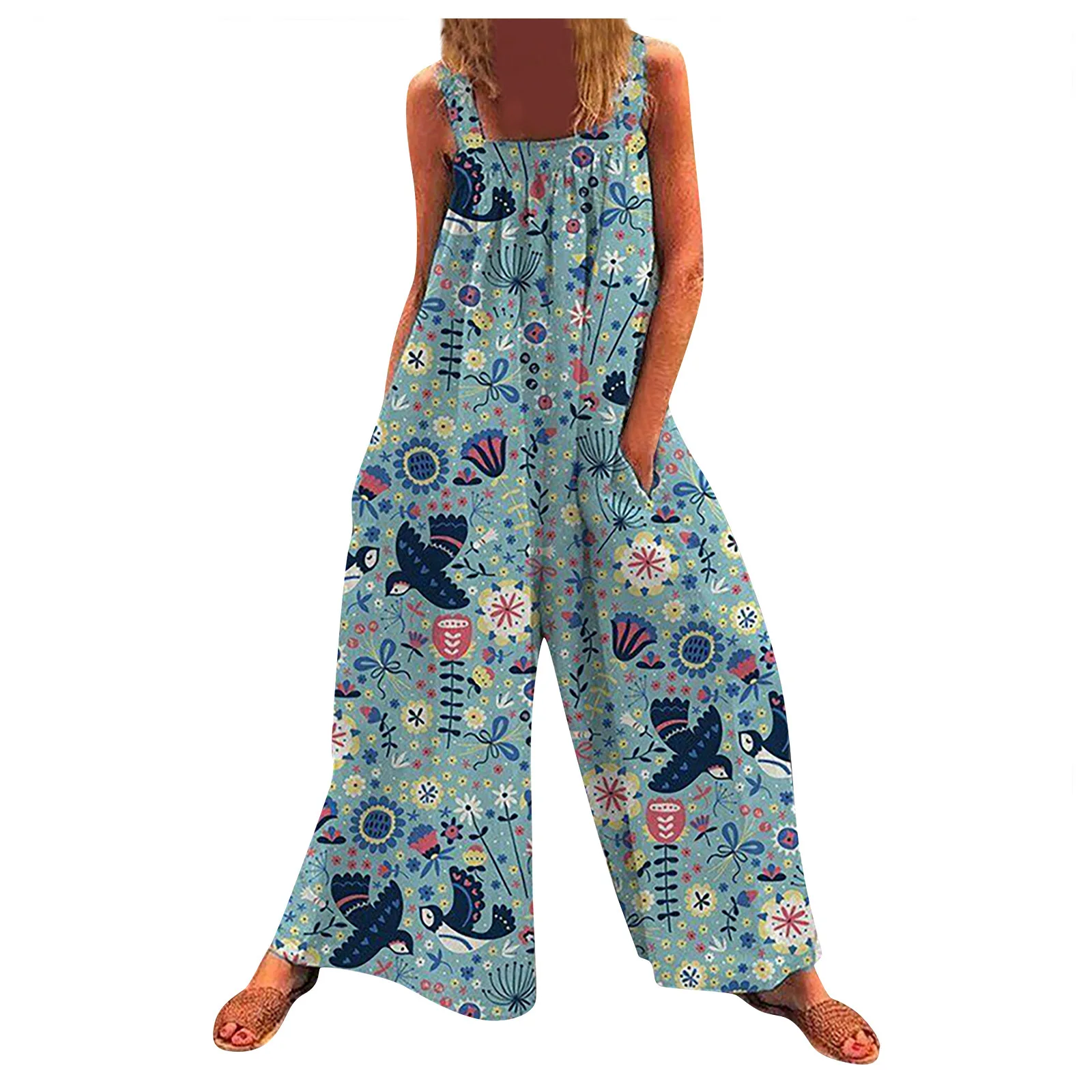 

Women Casual Loose Summer Jumpsuit Fashion Print Streetwear Rompers Vacation Beach Overalls Women Jumpsuits