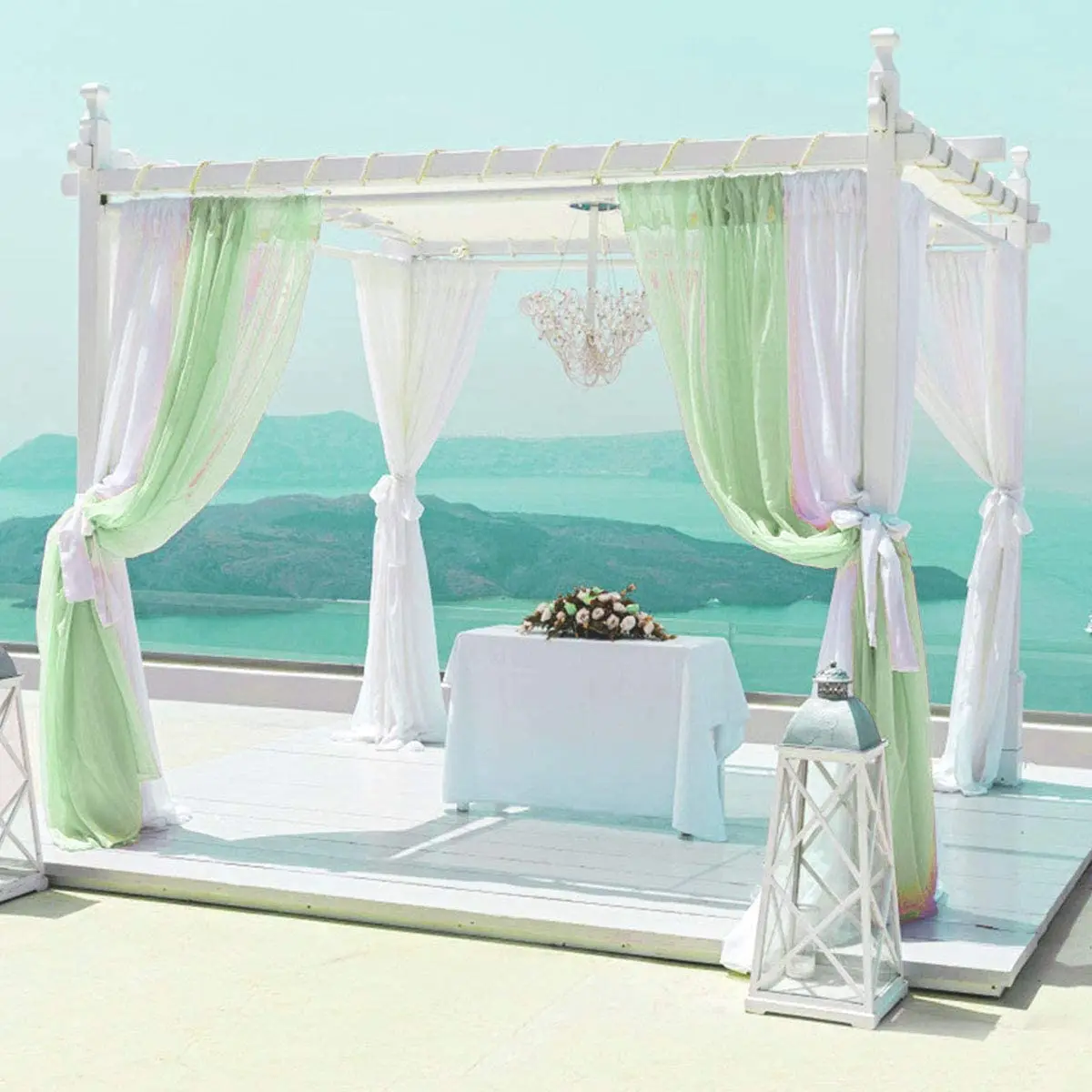 

Wedding Backdrop 5x1.35m Sheer Scarf Organza Table Runner Arch Valance Table Swags Event Party Reception Backdrop Decoration