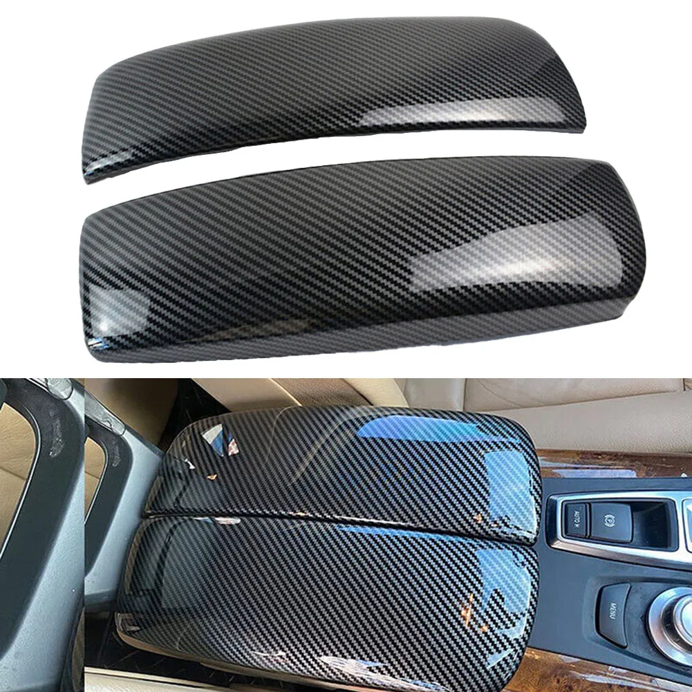 

Carbon Fiber Color Car Center Armrest Box Trim Cover For BMW X6 E70 E71 2007-2013 Surface Technology Adopts UV Processing