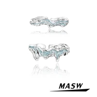 masw original design cool style finger rings 2022 new trend luxury temperament geometric blue rings for women fashion jewelry