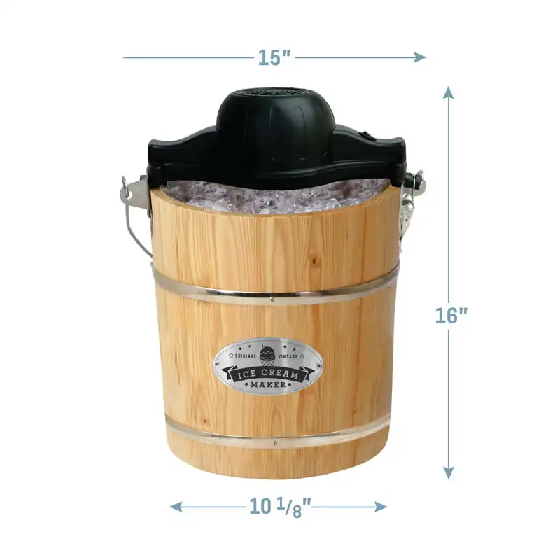 

4Qt. Old Fashioned Pine Bucket /Manual Ice Cream Maker EIM-402