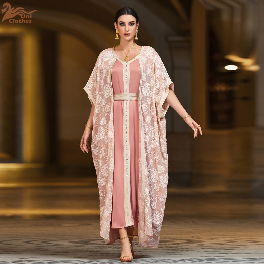 Мусульманское модное искусственное платье макси из двух частей Uni женское